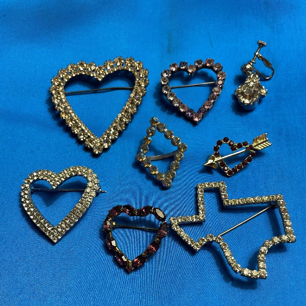 Assorted Vintage Costume Jewelry Brooches and Earring